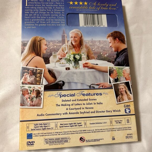 Letters to Juliet DVD Video With Vanessa Redgrave New Sealed - Picture 3 of 5